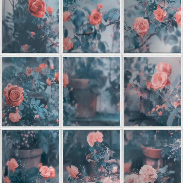 DecoratorsBest Rose Garden Window Trompe L'Oeil Blue Wallpaper