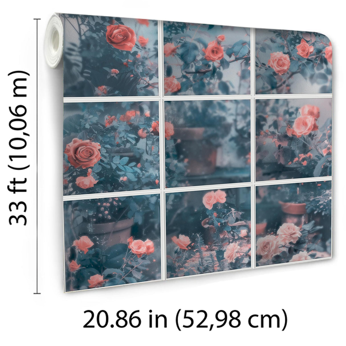 DecoratorsBest Rose Garden Window Trompe L'Oeil Blue Wallpaper