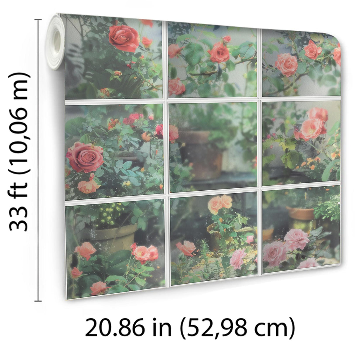 DecoratorsBest Rose Garden Window Trompe L'Oeil Green Wallpaper