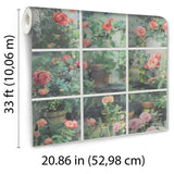 DecoratorsBest Rose Garden Window Trompe L'Oeil Green Wallpaper