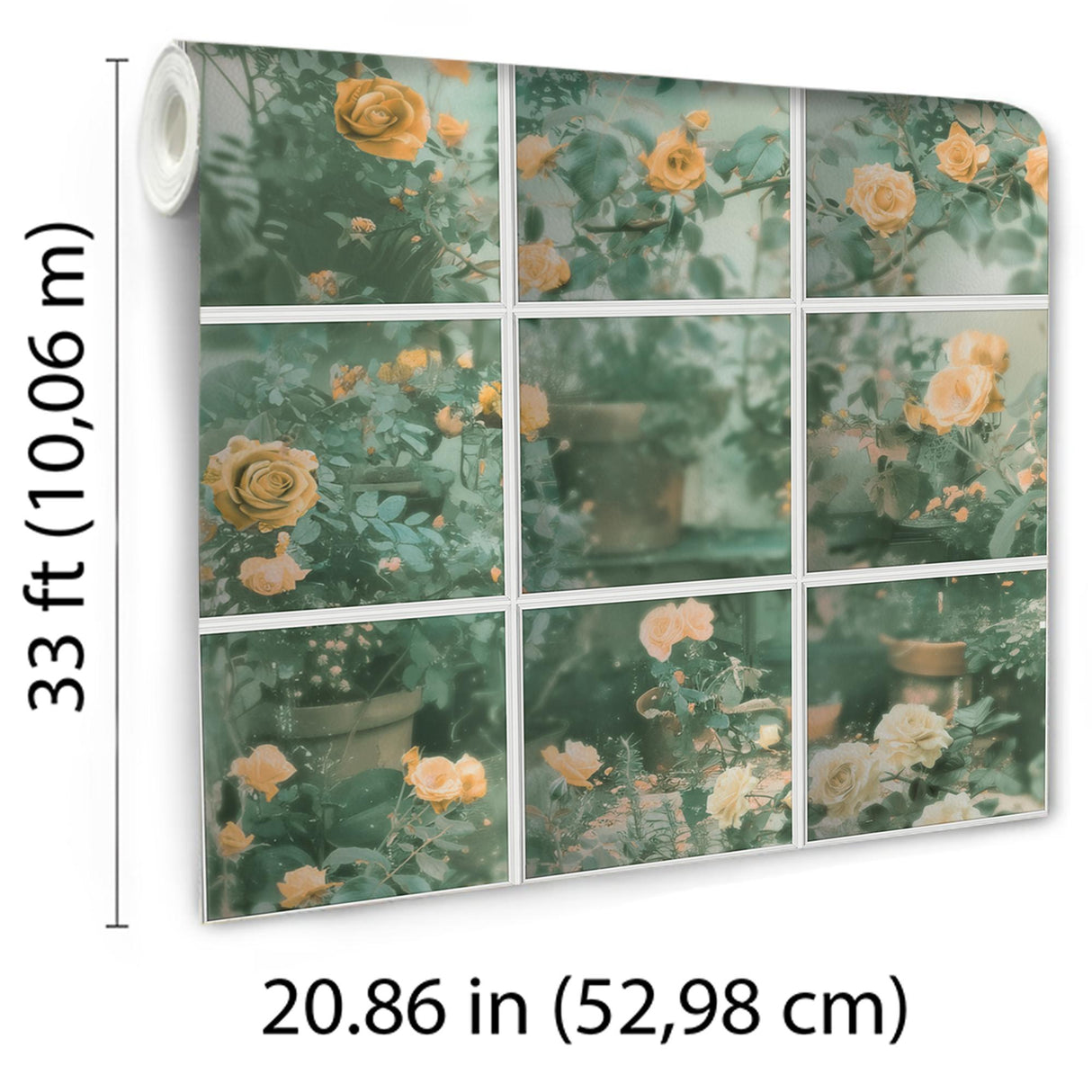 DecoratorsBest Rose Garden Window Trompe L'Oeil Orange Wallpaper