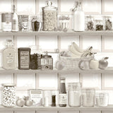 DecoratorsBest Kitchen Shelf Stories Sepia Wallpaper