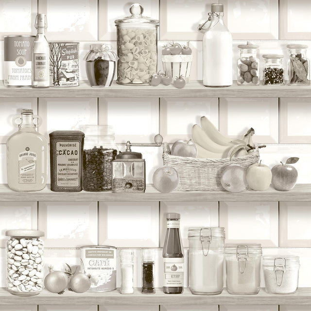 DecoratorsBest Kitchen Shelf Stories Sepia Wallpaper