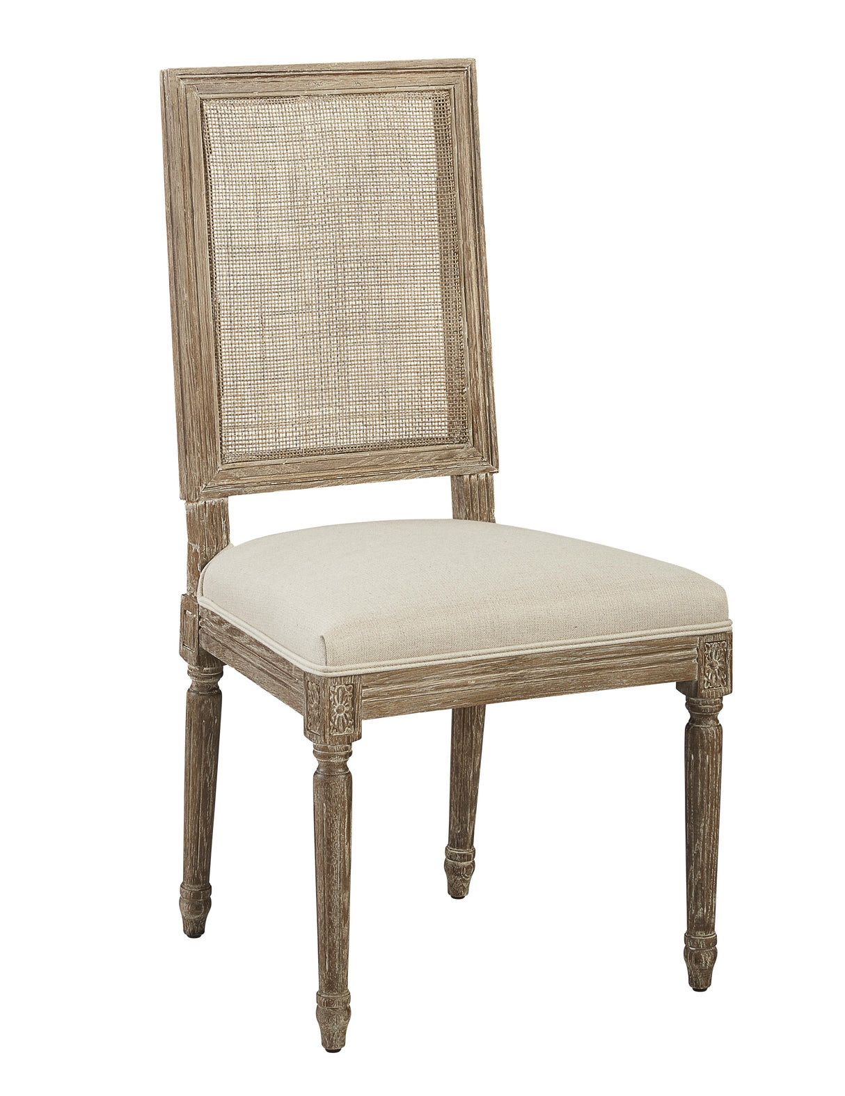 Furniture Classics Linen & Oak Caned Back Side Chair