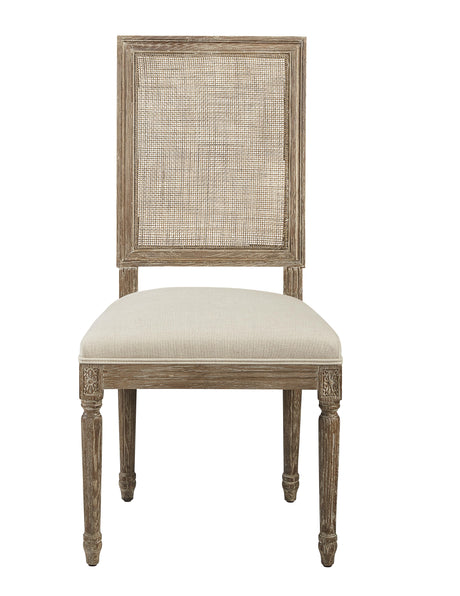Furniture Classics Linen & Oak Caned Back Side Chair