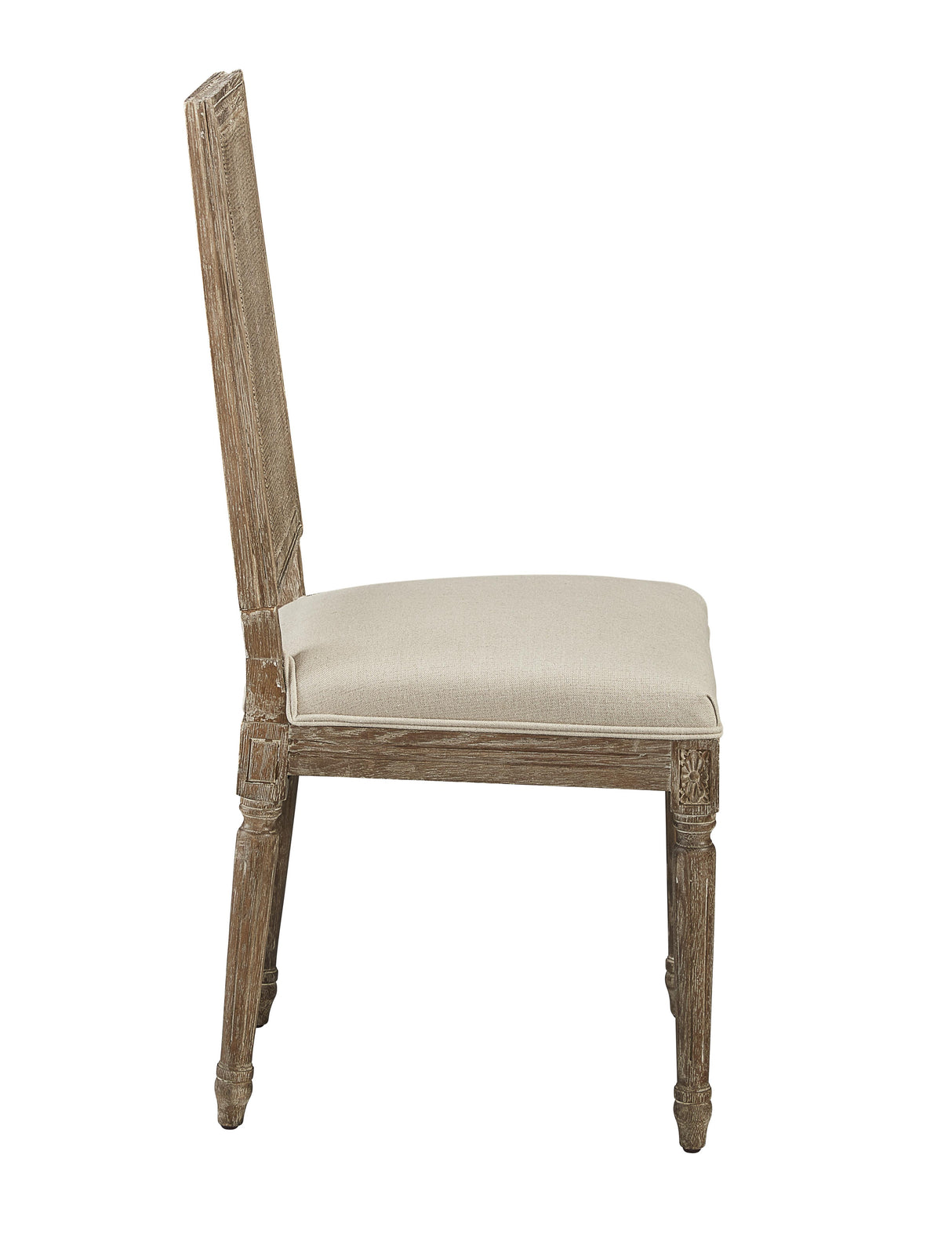 Furniture Classics Linen & Oak Caned Back Side Chair