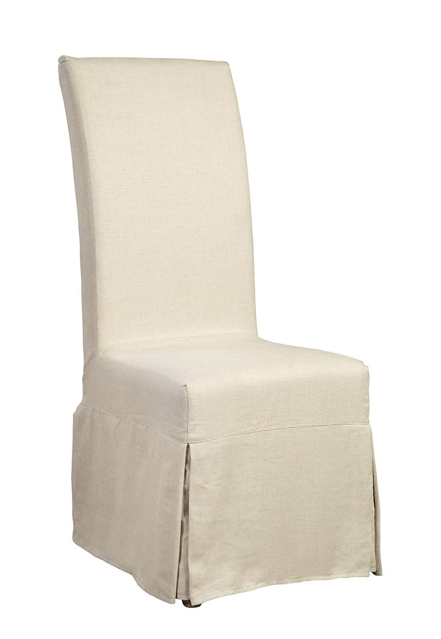 Furniture Classics Linen Floor Length Slip Covered Parsons Chair