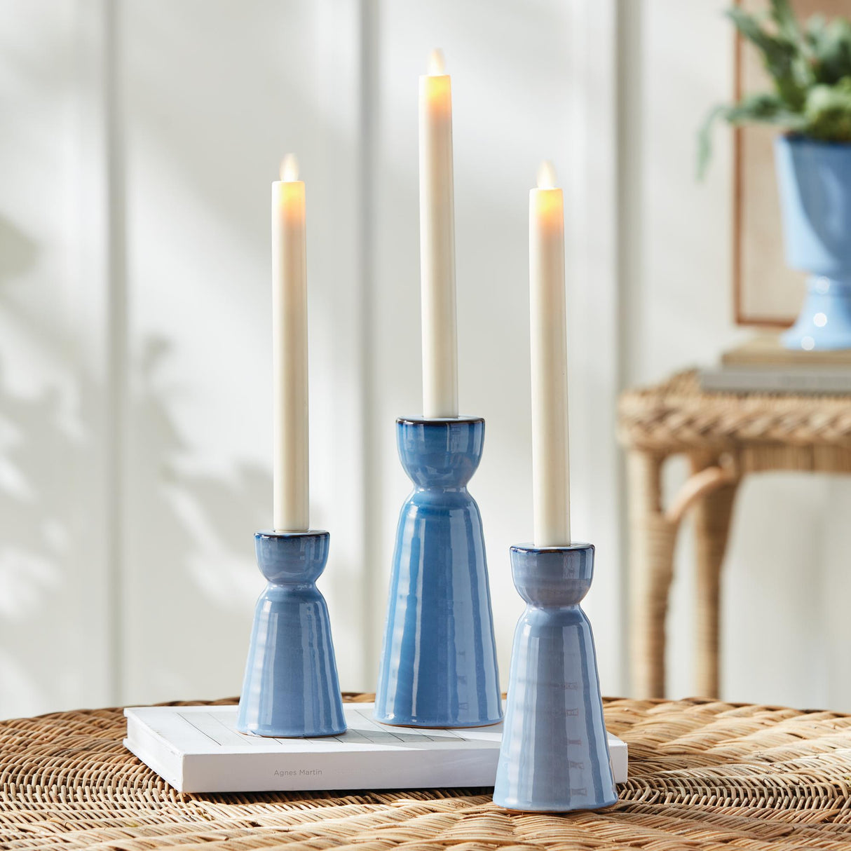 Napa Blue LIBBEY TAPER HOLDERS, SET OF 3