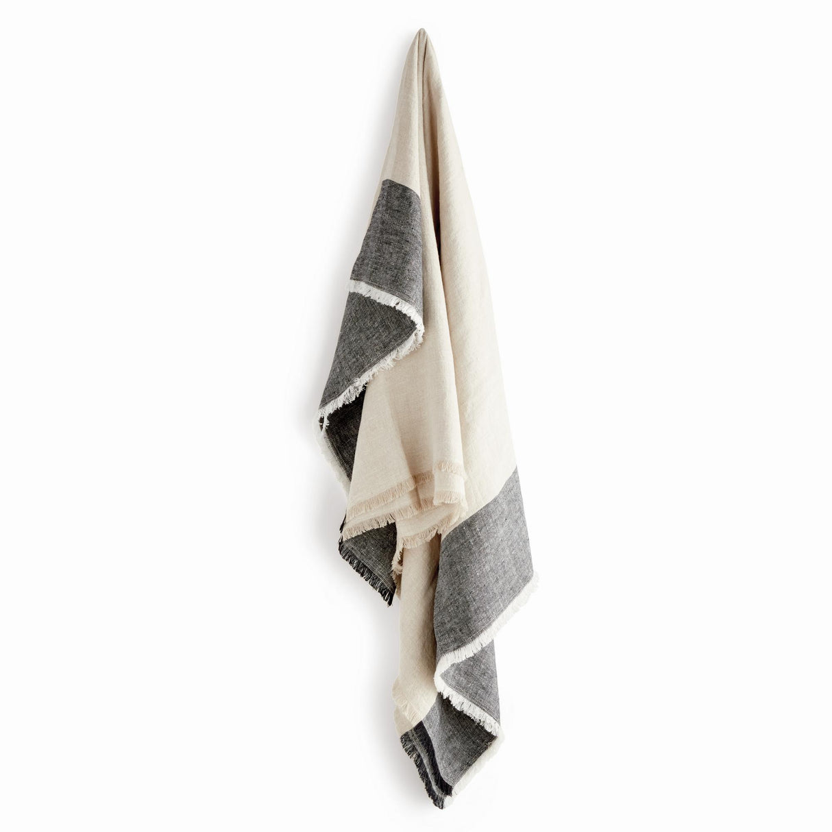 Napa Flax/Charcoal ANIKA EUROPEAN LINEN THROW