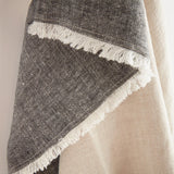 Napa Flax/Charcoal ANIKA EUROPEAN LINEN THROW