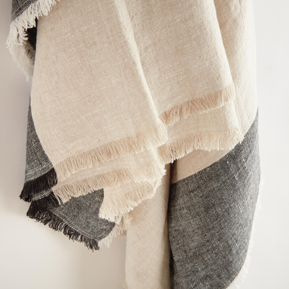 Napa Flax/Charcoal ANIKA EUROPEAN LINEN THROW