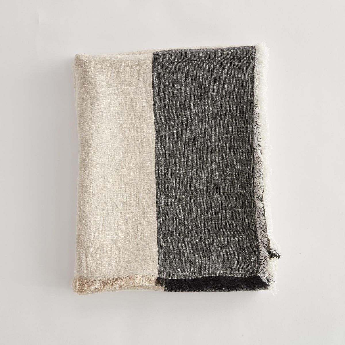 Napa Flax/Charcoal ANIKA EUROPEAN LINEN THROW