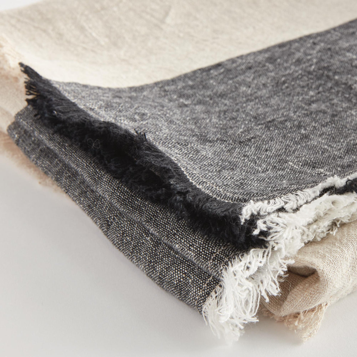 Napa Flax/Charcoal ANIKA EUROPEAN LINEN THROW
