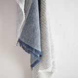 Napa Navy/Ivory LEON EUROPEAN LINEN THROW