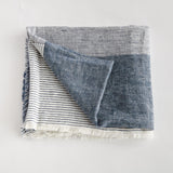 Napa Navy/Ivory LEON EUROPEAN LINEN THROW