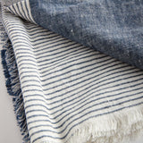 Napa Navy/Ivory LEON EUROPEAN LINEN THROW