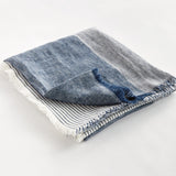 Napa Navy/Ivory LEON EUROPEAN LINEN THROW