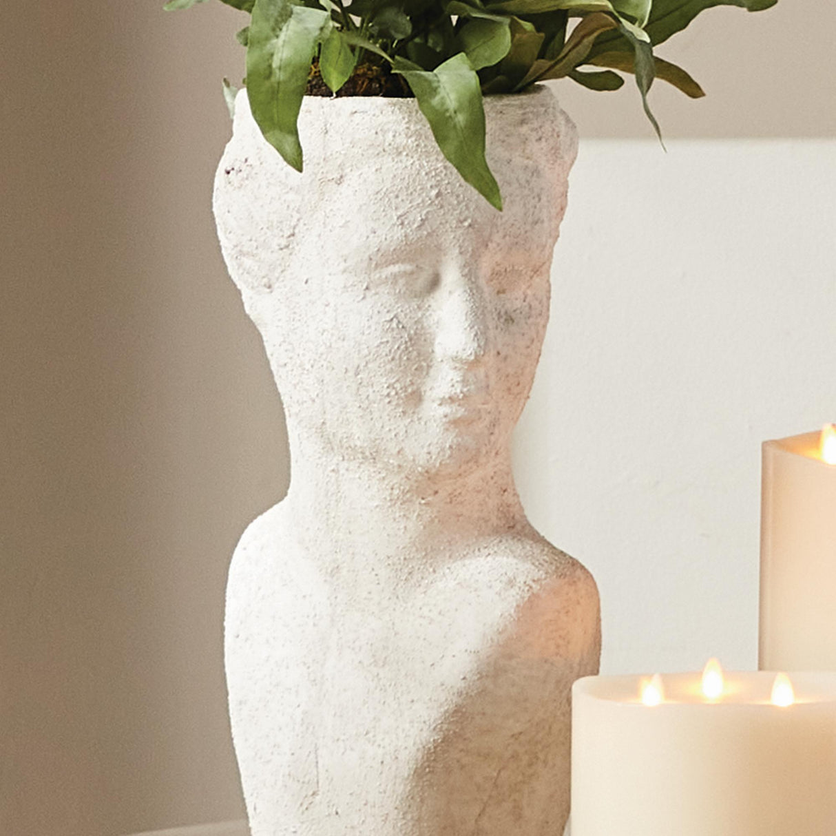Napa Weathered Limestone Finish WEATHERED GARDEN FEMALE BUST PLANTER