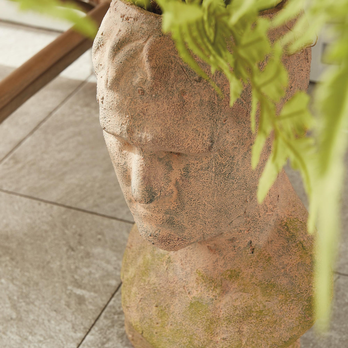 Napa Moss Terracotta Finish WEATHERED GARDEN MALE BUST PLANTER