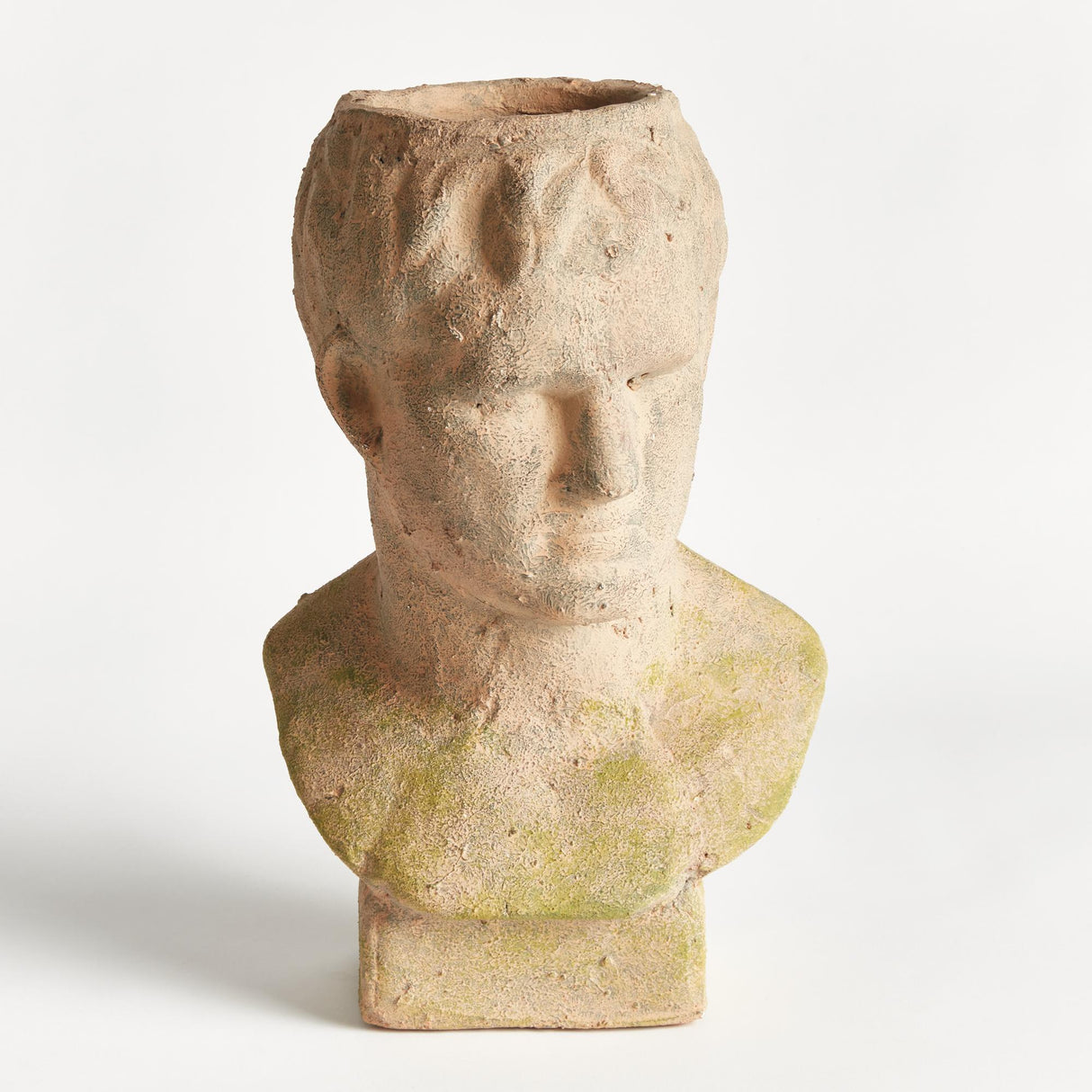 Napa Moss Terracotta Finish WEATHERED GARDEN MALE BUST PLANTER