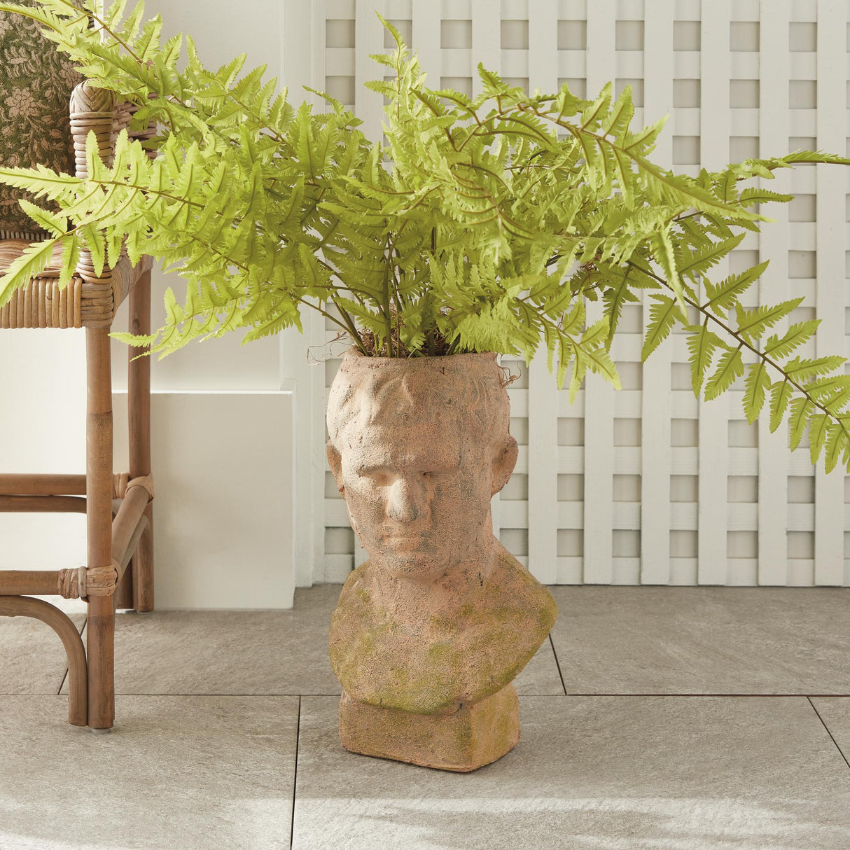 Napa Moss Terracotta Finish WEATHERED GARDEN MALE BUST PLANTER