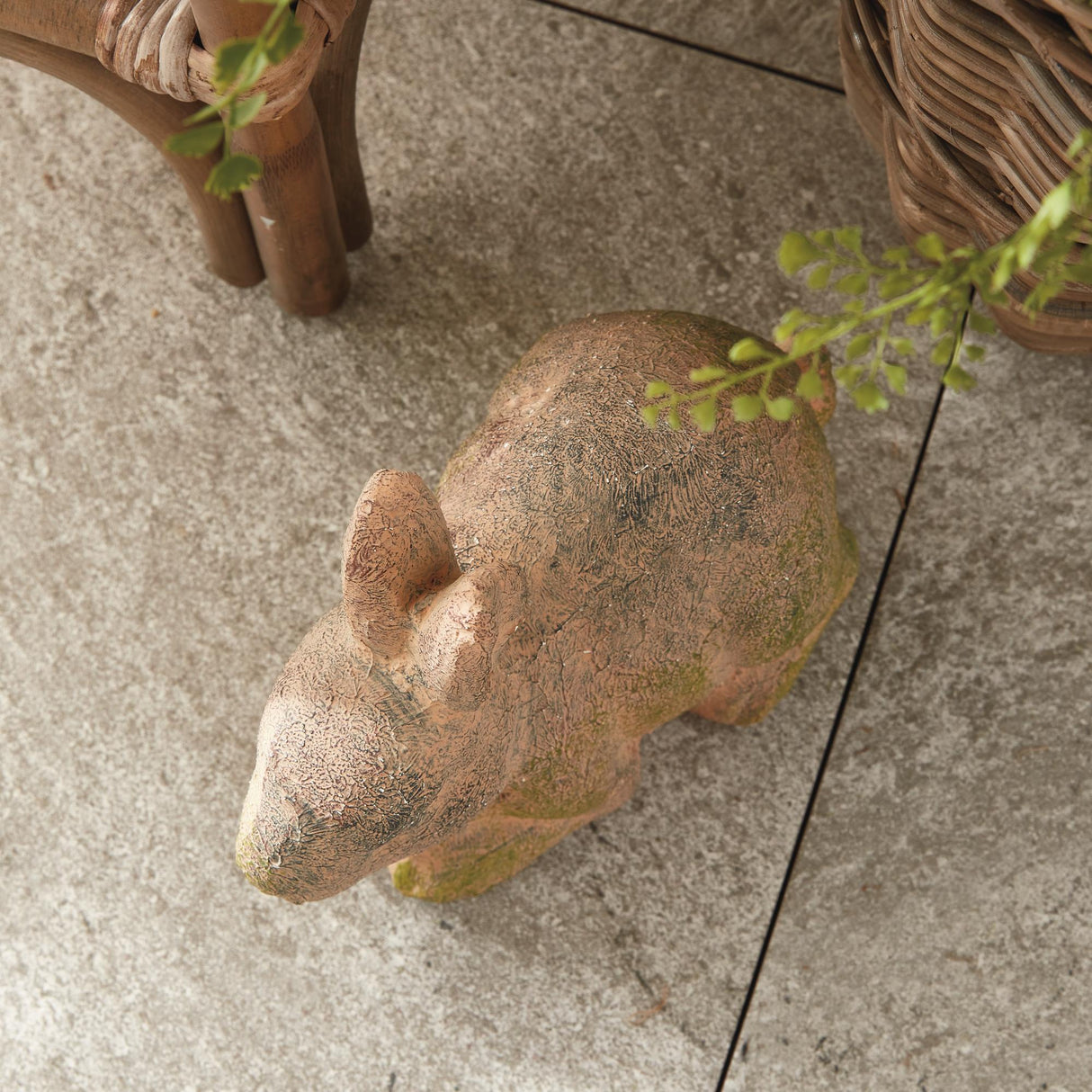 Napa Moss Terracotta Finish WEATHERED GARDEN RABBIT LARGE