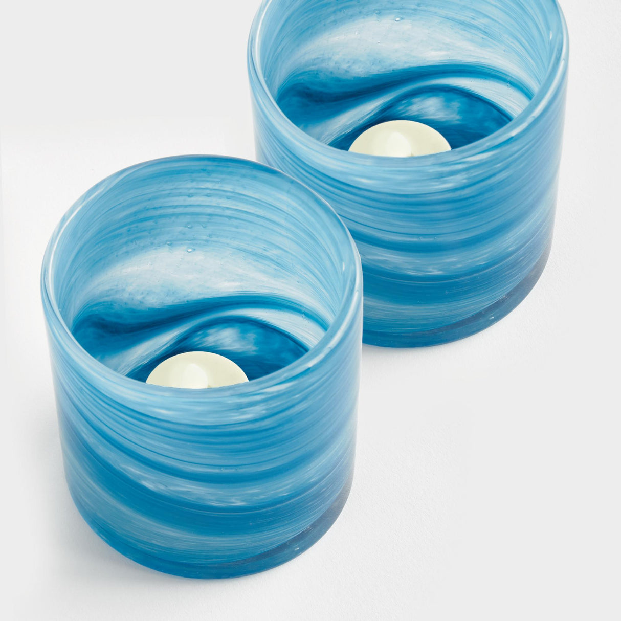 Napa Blue Swirl BARCLAY BUTERA SEASIDE GLASS HURRICANE