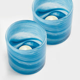 Napa Blue Swirl BARCLAY BUTERA SEASIDE GLASS HURRICANE