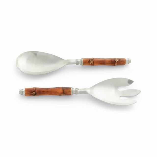 Napa Stainless Steel/Natural BARCLAY BUTERA KEYSTONE SALAD SERVERS, SET OF 2