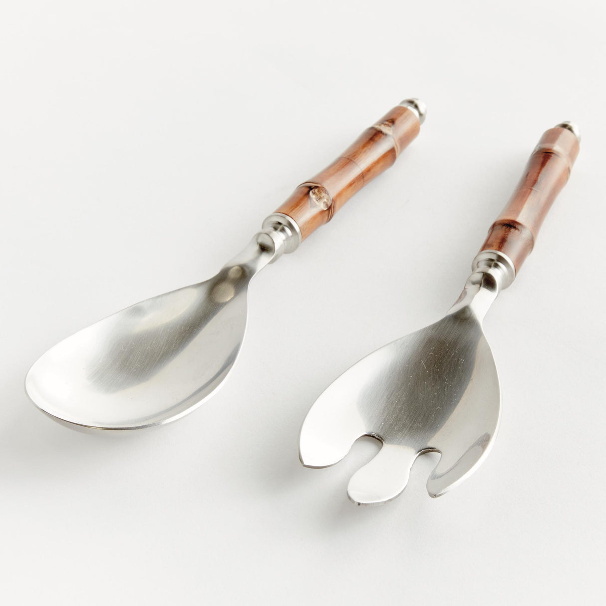 Napa Stainless Steel/Natural BARCLAY BUTERA KEYSTONE SALAD SERVERS, SET OF 2