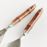 Napa Stainless Steel/Natural BARCLAY BUTERA KEYSTONE SALAD SERVERS, SET OF 2