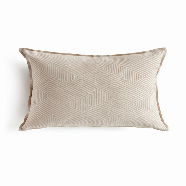 Napa Khaki/Cream, Back: Khaki GEO LUMBAR INDOOR-OUTDOOR PILLOW