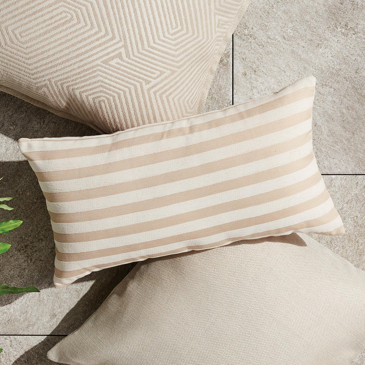 Napa Khaki/Cream GRANT LUMBAR INDOOR-OUTDOOR PILLOW
