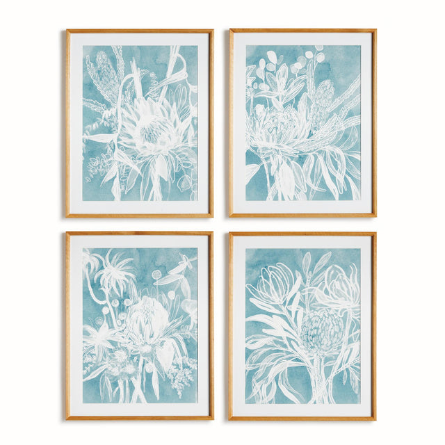 Napa Includes Mat PROTEA ABSTRACT PRINTS IN SOFT BLUE, SET OF 4