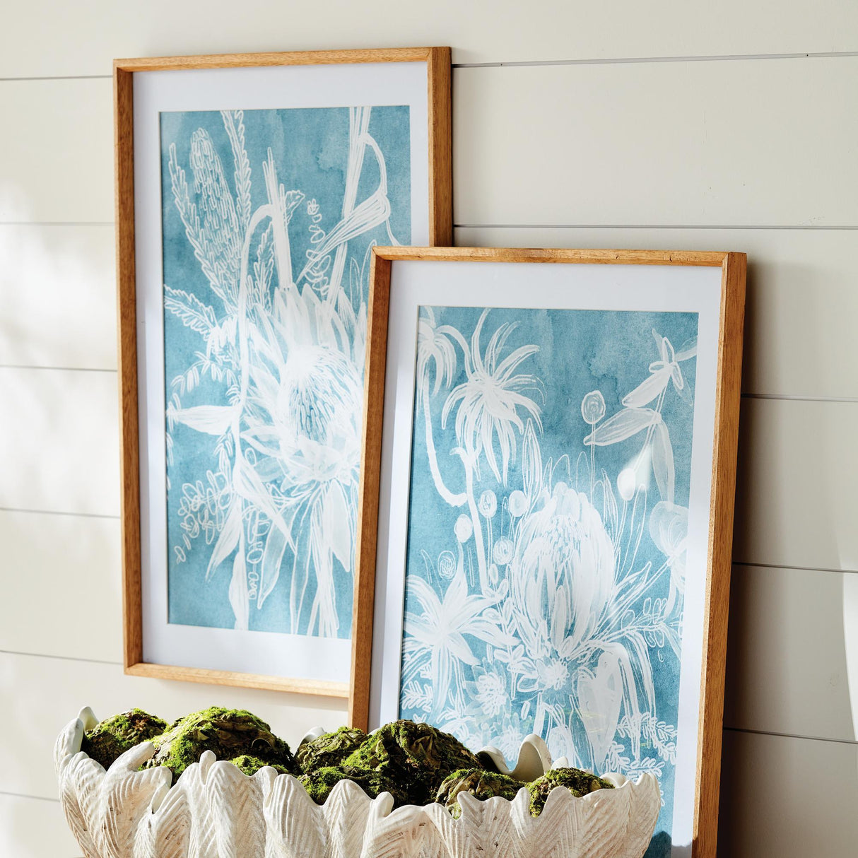 Napa Includes Mat PROTEA ABSTRACT PRINTS IN SOFT BLUE, SET OF 4