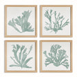 Napa FabricWrapped Frame CORAL SILHOUETTES IN SOFT GREEN, SET OF 4