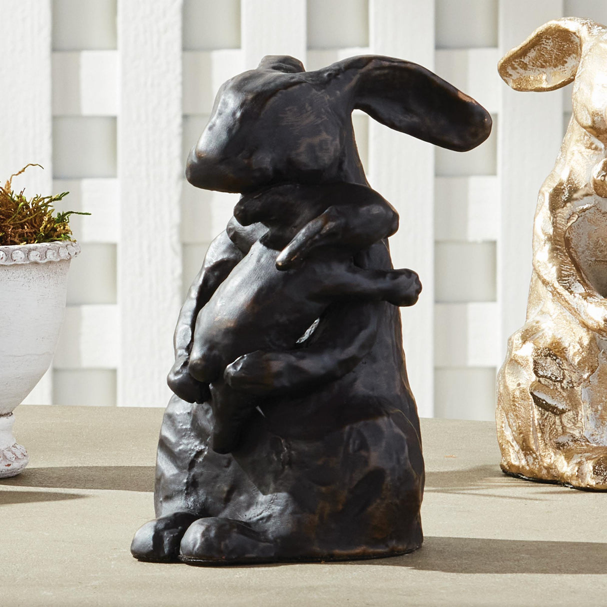 Napa Black/Bronze MOTHER RABBIT SCULPTURE