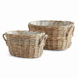Napa Gray NORMANDY OVAL BASKET PLANTERS, SET OF 2