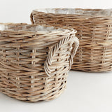 Napa Gray NORMANDY OVAL BASKET PLANTERS, SET OF 2