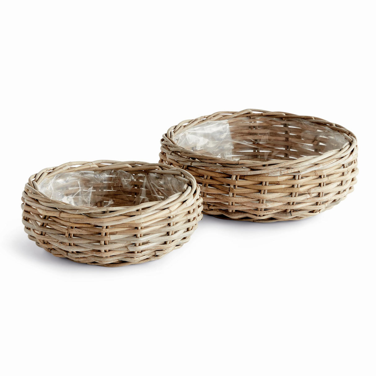 Napa Gray NORMANDY LOW BASKET PLANTERS, SET OF 2