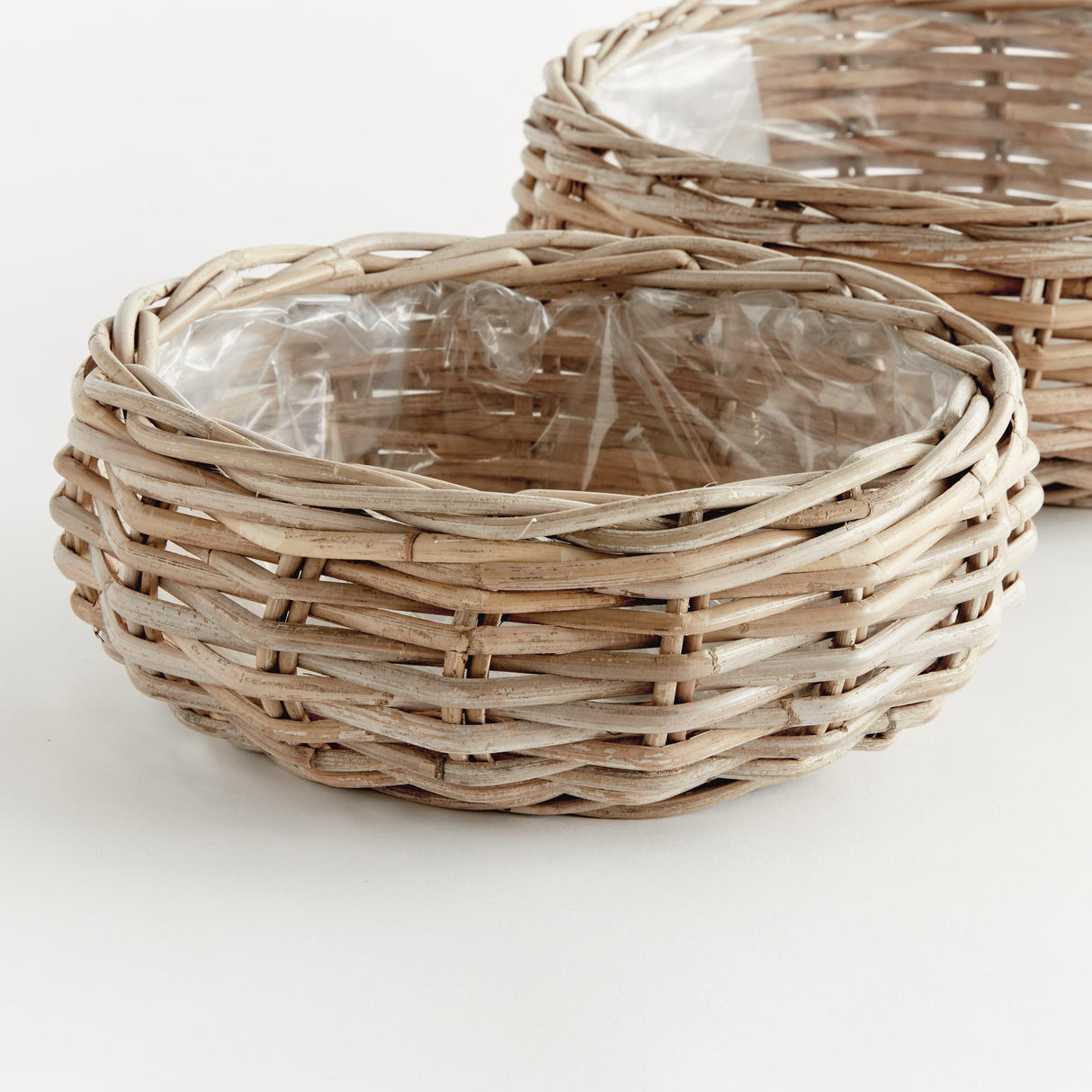 Napa Gray NORMANDY LOW BASKET PLANTERS, SET OF 2