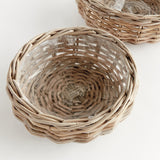 Napa Gray NORMANDY LOW BASKET PLANTERS, SET OF 2