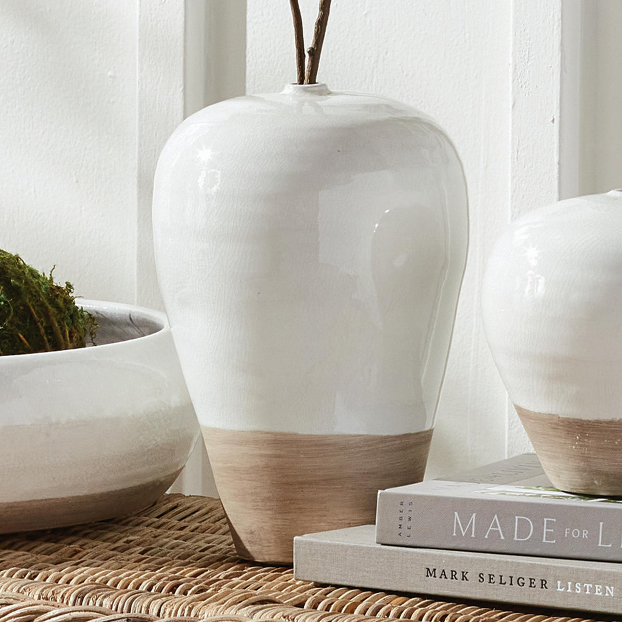 Napa White/Natural LAYTON VASE LARGE