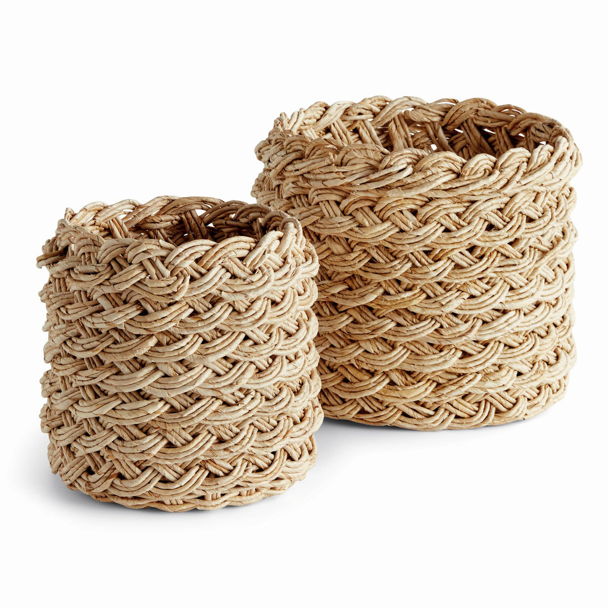 Napa Natural ABACA FRENCH BRAID STORAGE BASKETS ROUND, SET OF 2