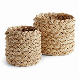 Napa Natural ABACA FRENCH BRAID STORAGE BASKETS ROUND, SET OF 2
