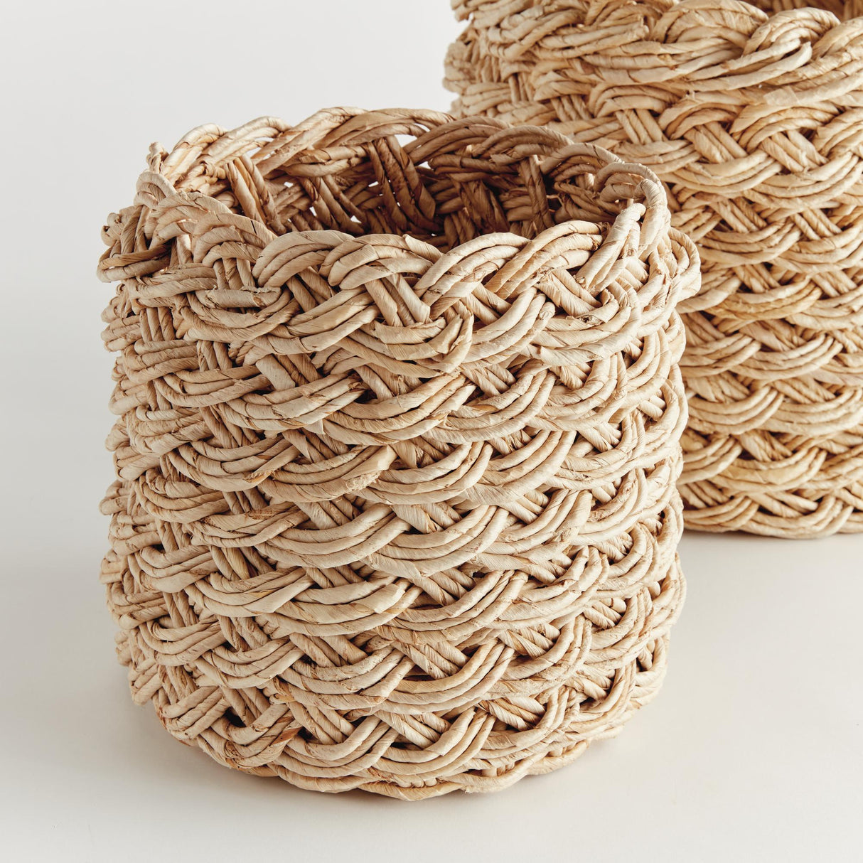 Napa Natural ABACA FRENCH BRAID STORAGE BASKETS ROUND, SET OF 2