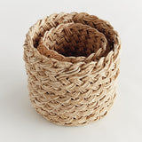 Napa Natural ABACA FRENCH BRAID STORAGE BASKETS ROUND, SET OF 2