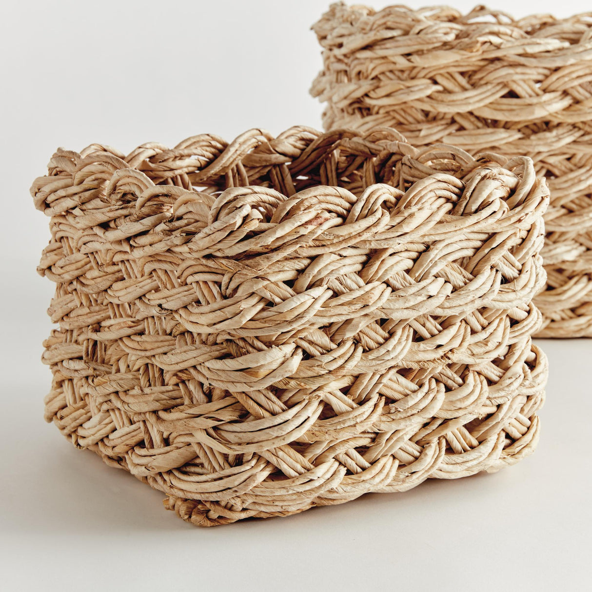 Napa Natural ABACA FRENCH BRAID STORAGE BASKETS SQUARE, SET OF 2