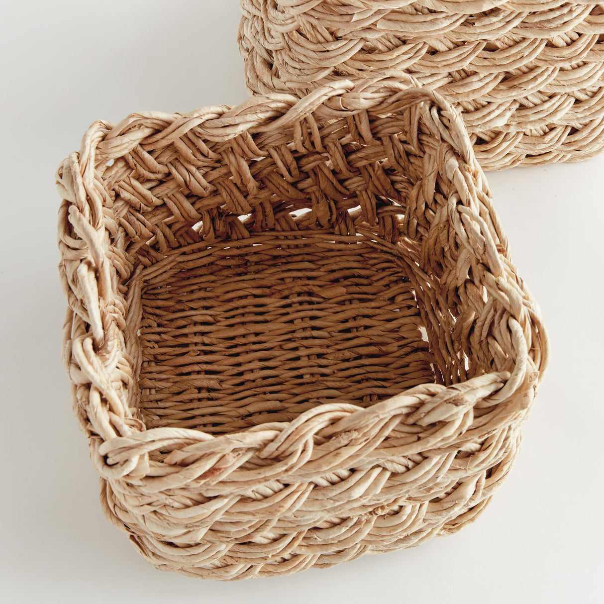 Napa Natural ABACA FRENCH BRAID STORAGE BASKETS SQUARE, SET OF 2
