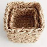 Napa Natural ABACA FRENCH BRAID STORAGE BASKETS SQUARE, SET OF 2